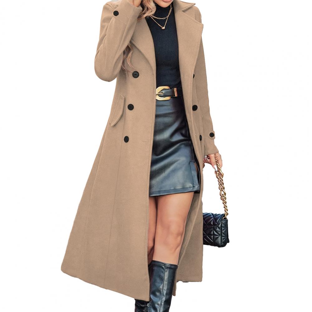 Wool Coat Peacoat - Damen Wintermantel Langer Wollmantel Zweireihiger Peacoat
