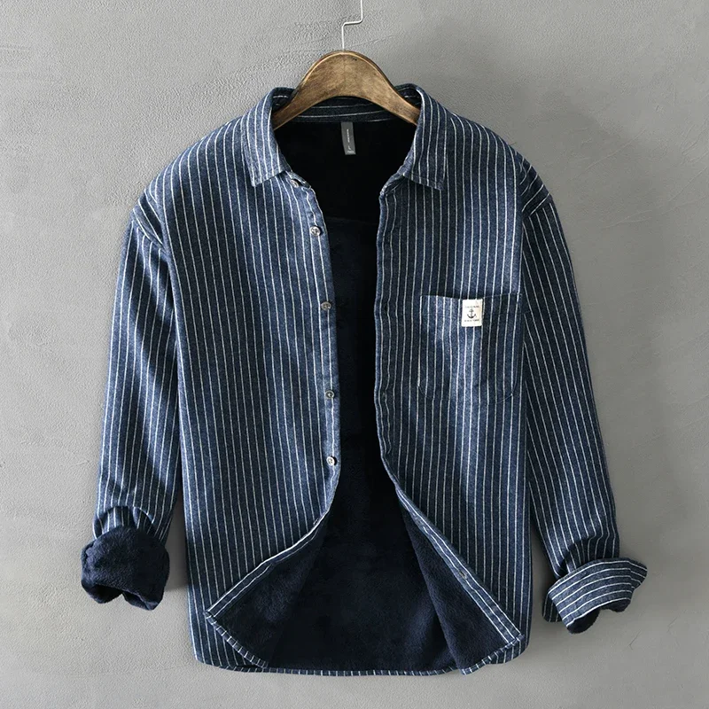 Flannel Shirt Lined - Männer Winter Mode Fleece Gefüttert Warme