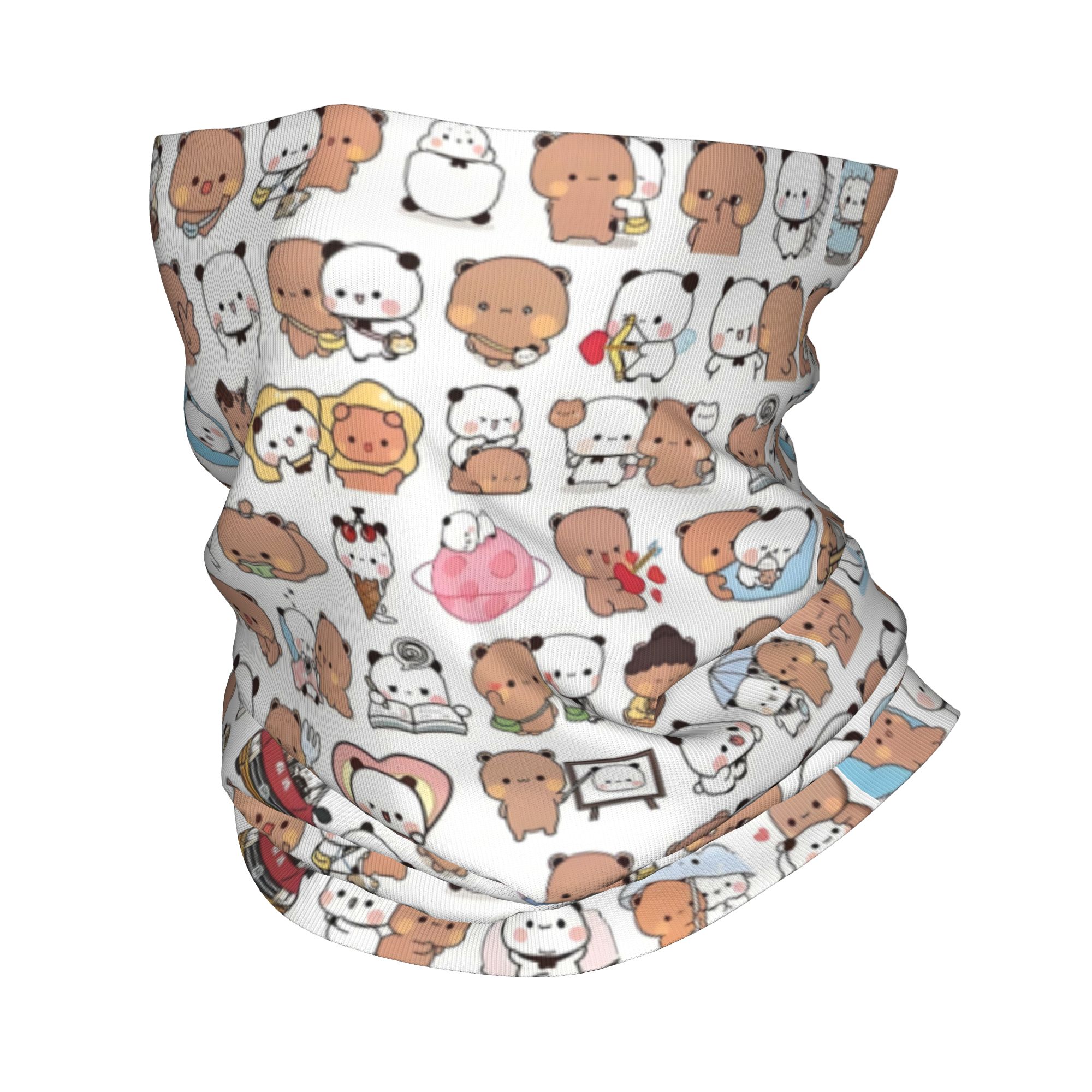Neck Gaiter Fleece - Benutzerdefinierte Bär Cartoon Pfirsich und Goma