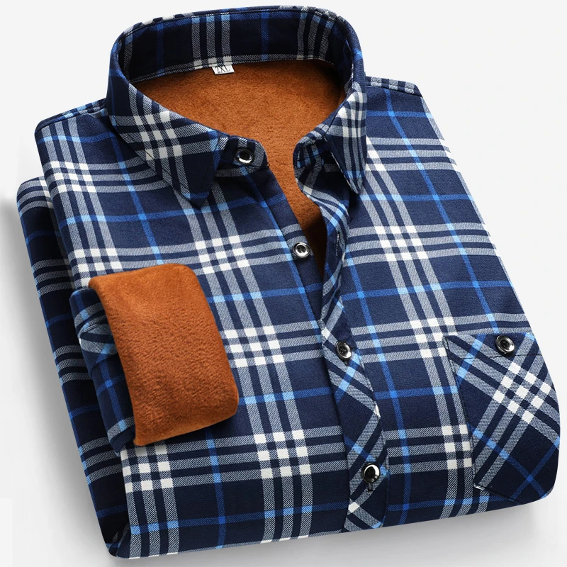 Flannel Shirt Lined - Herbst und Winter Herren-Langarmhemd mit Fleece-Futter,