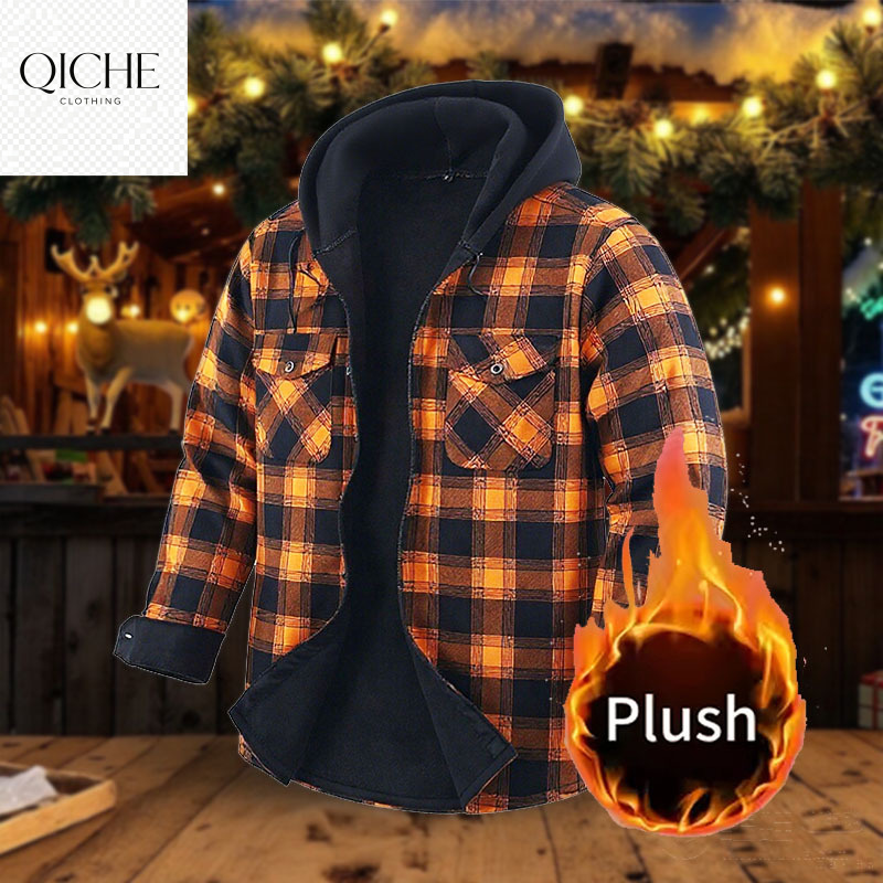 Flannel Shirt Lined - QICHE Fleece-gefüttertes dickes Flanellhemd für Herren