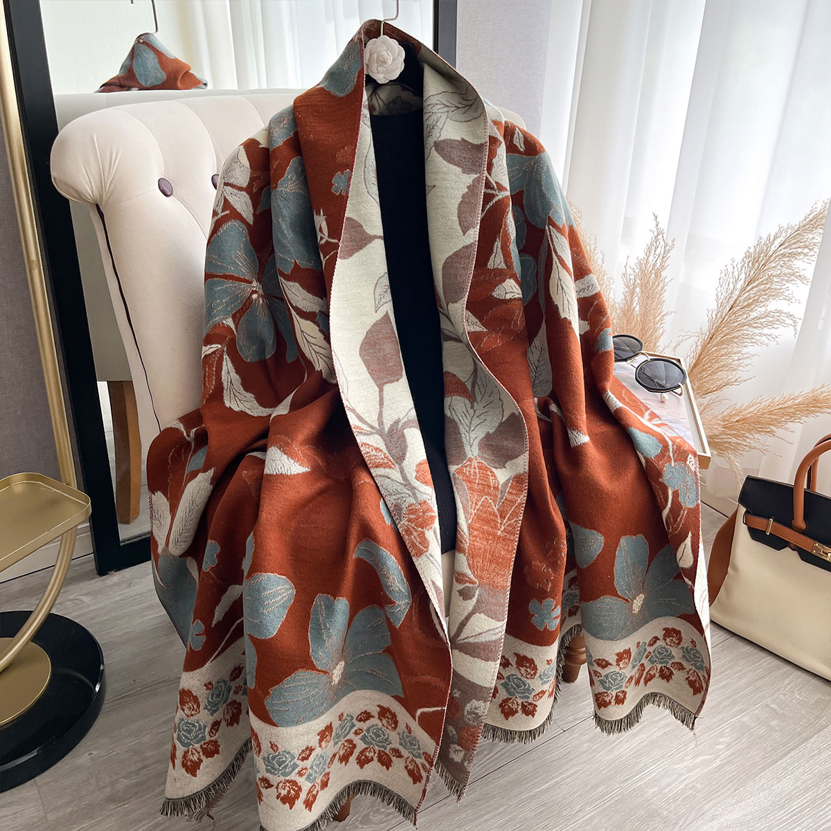 Cashmere Pashmina Wrap - Frauen Verdicken Luxus Winter Paisley Zweiseitige