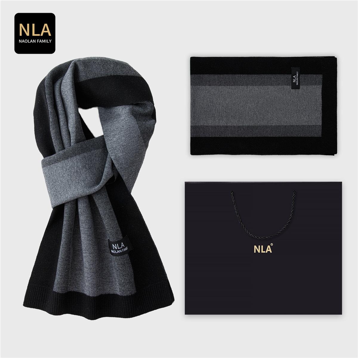 Wool Scarf Men - Geschenkbox gestrickter Herren-Wollschal im kommerziellen Stil,