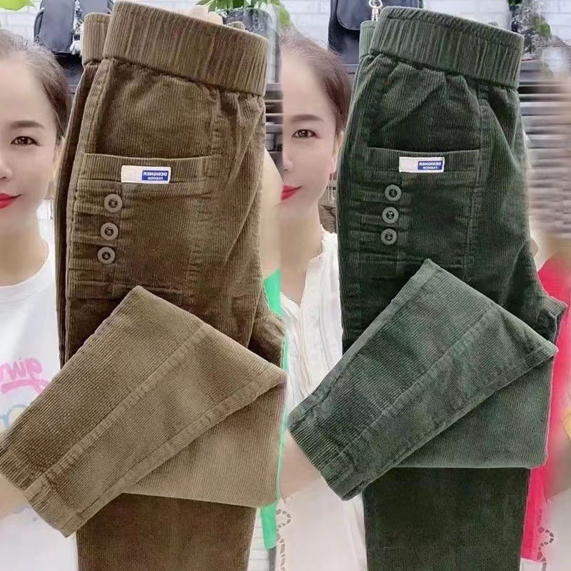 Corduroy Pant Warm - Frauen Warme Frühling Winter Taste Taschen