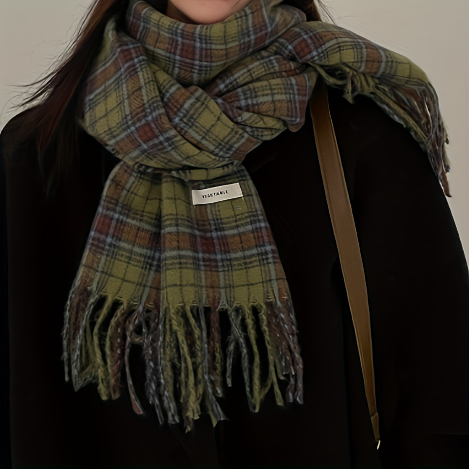 Vintage Grün Plaid Quaste Scha – Cashmere Pashmina Wrap Bewertung und Preis