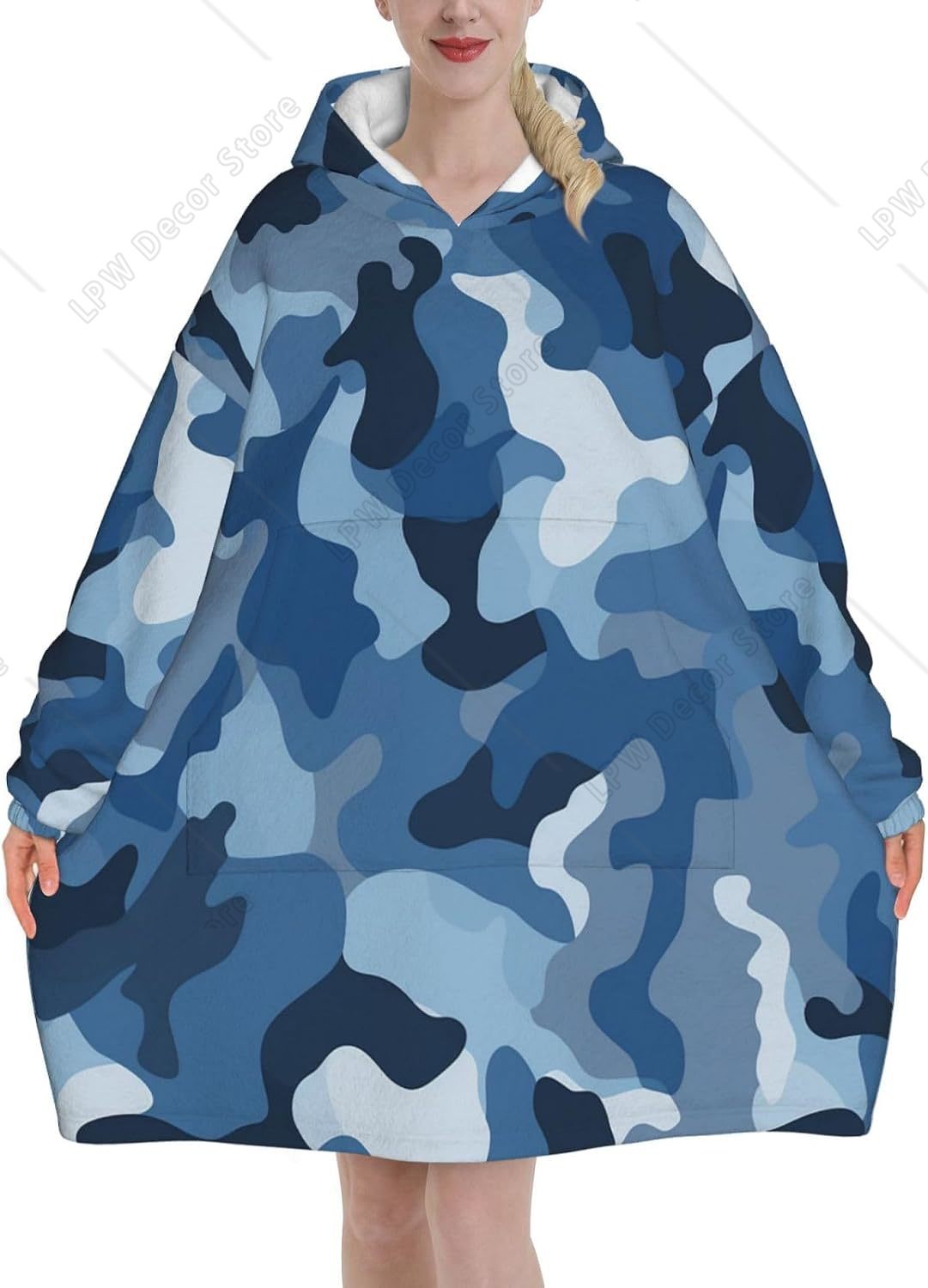 Klassische Blaue Tarnmuster Tr – Sherpa Hoodie Fleece Bewertung und Preis