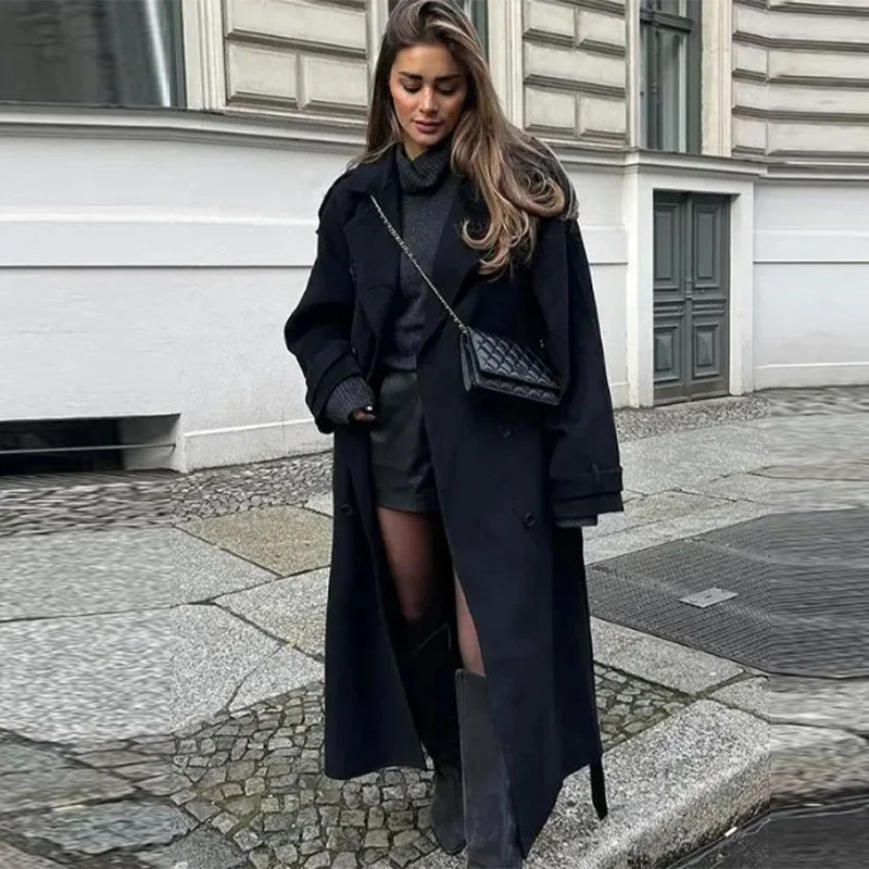 Elegante Grau Gürtel Lange Fau – Wool Coat Peacoat Bewertung und Preis