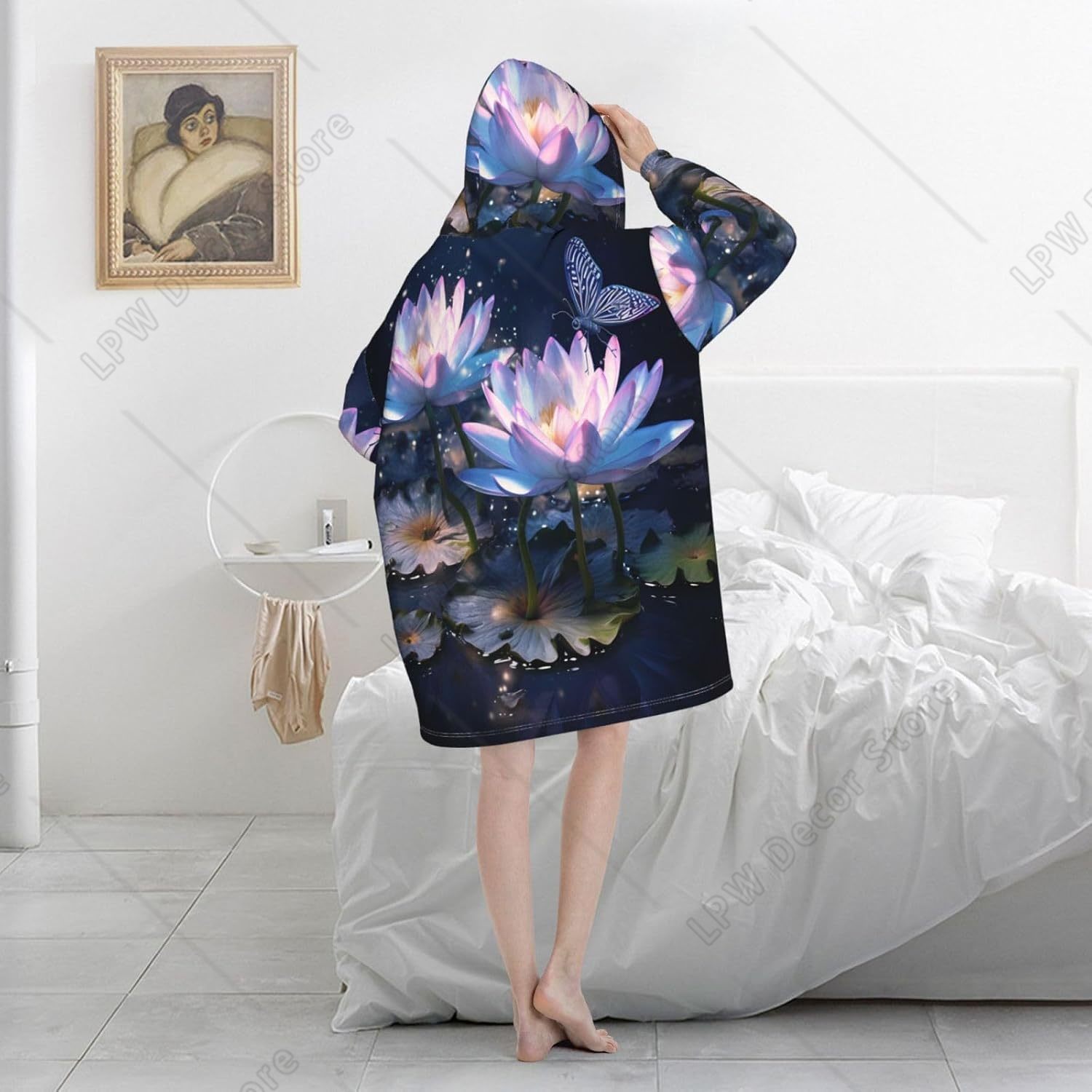Fantasy-Wasserlilien Tragbare  – Sherpa Hoodie Fleece Bewertung und Preis