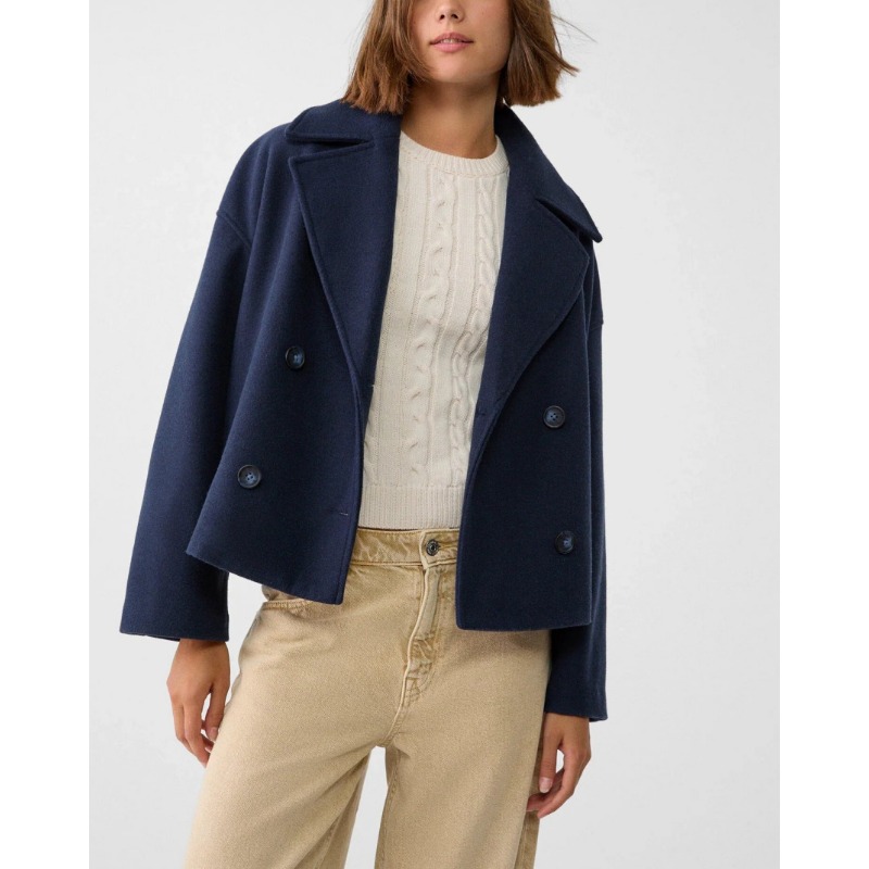 Damen Oversized Zweireihiger W – Wool Coat Peacoat Bewertung und Preis